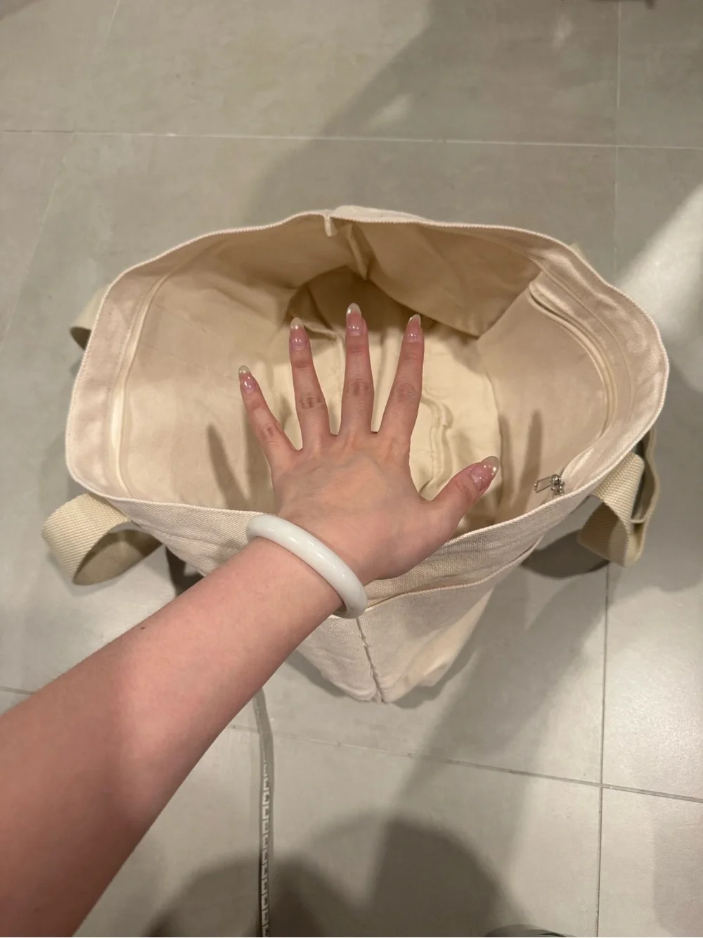 Natural Canvas Origins Tote with White Logo and 3 makeup bags